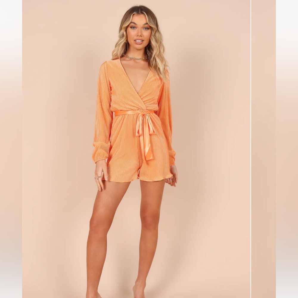 Petal + Pup Minelli Pleated Romper in Orange